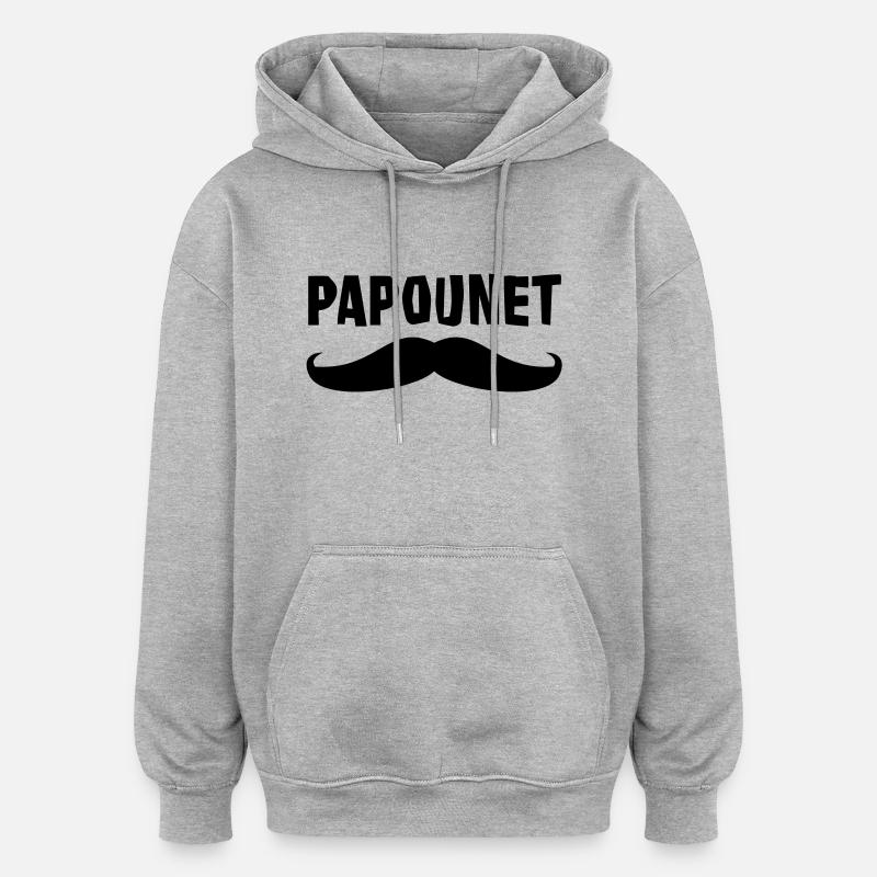 Papounet - Sweat à capuche oversize unisexe - gris chiné