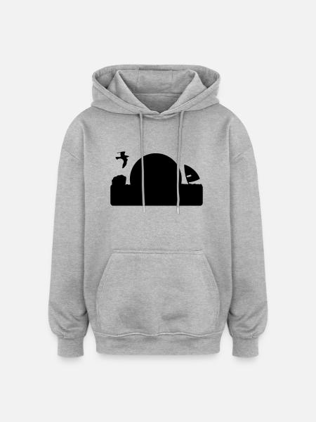 Heringsdorf - Oversized Unisex Hoodie - Grau meliert