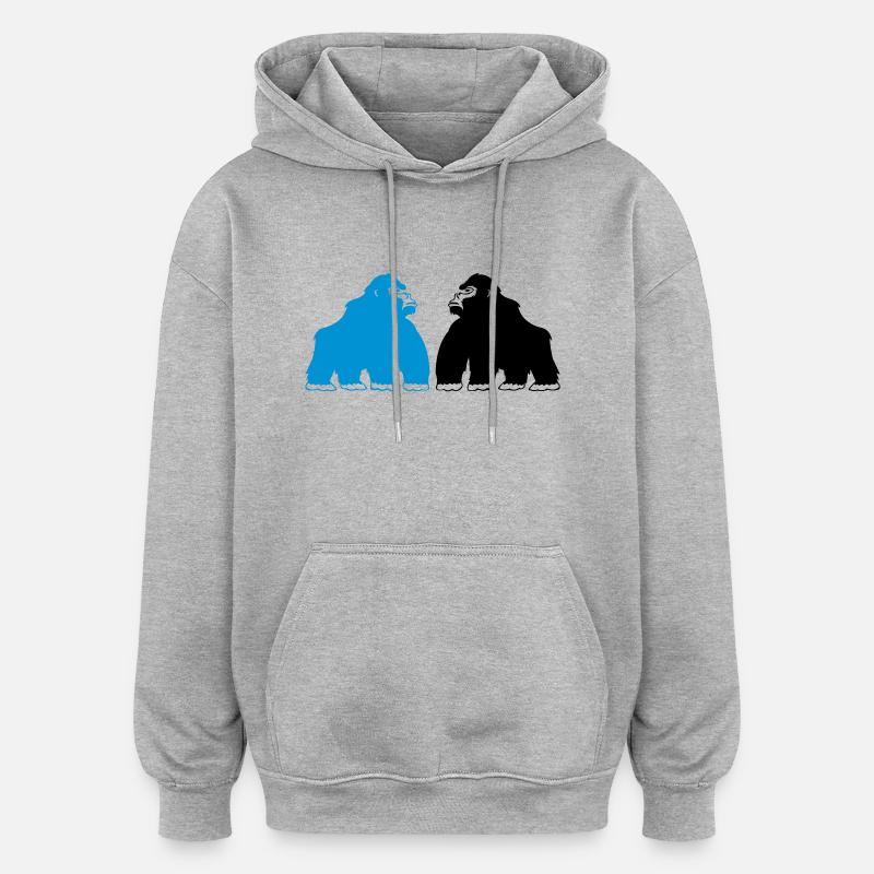 gorillas_02 - Sweat à capuche oversize unisexe - gris chiné