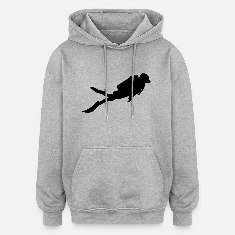 Plongée - Plongeur - Plongée - Sweat à capuche oversize unisexe - gris chiné