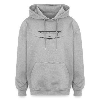 Classic Car Emblem Rahmen leer, selber gestalten - Oversized Unisex Hoodie - Grau meliert - Vorne - Noah (186cm)