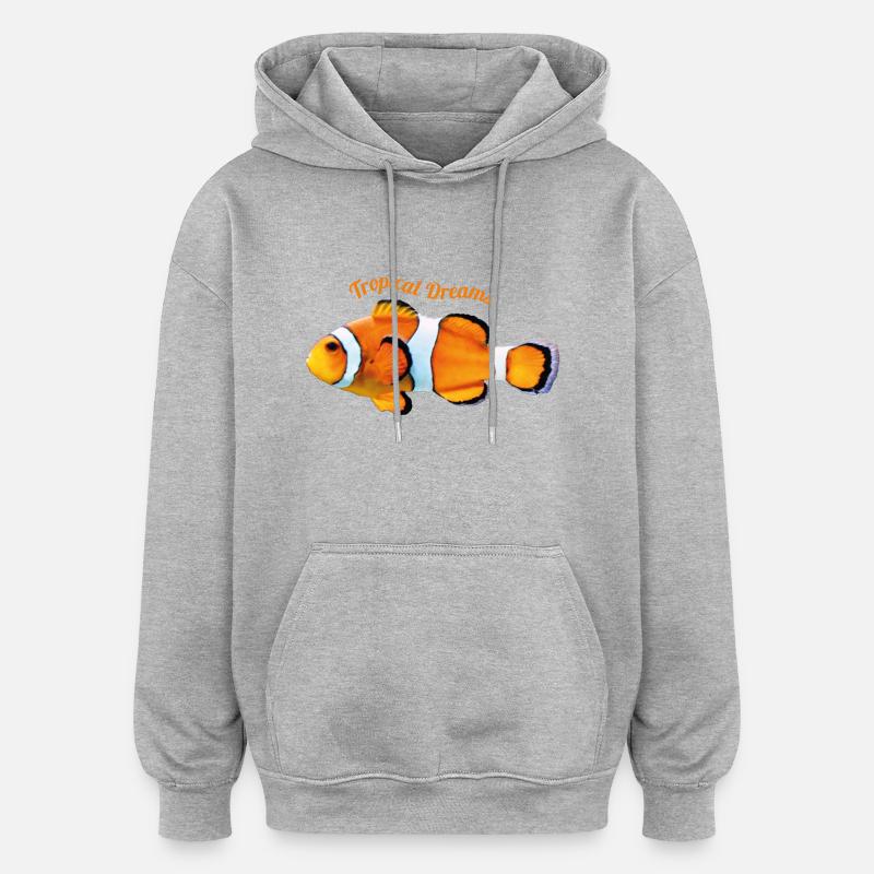Poisson clown - Sweat à capuche oversize unisexe - gris chiné