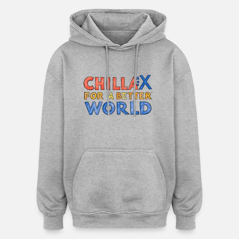 Chillax - Sweat à capuche oversize unisexe - gris chiné