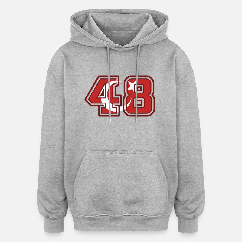 Muğla - Sweat à capuche oversize unisexe - gris chiné