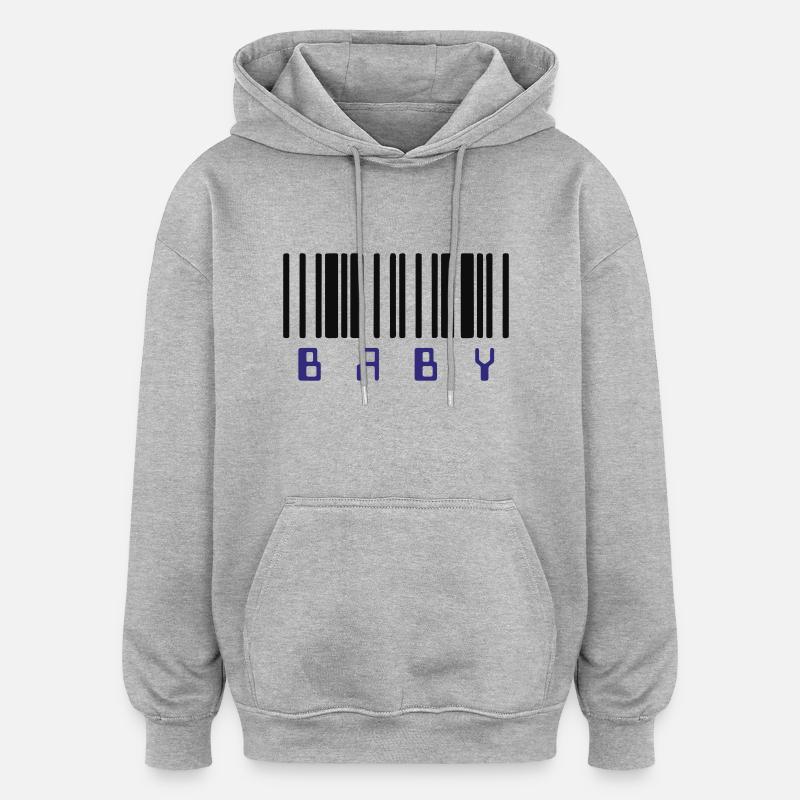 Code à Barres Bébé - Sweat à capuche oversize unisexe - gris chiné