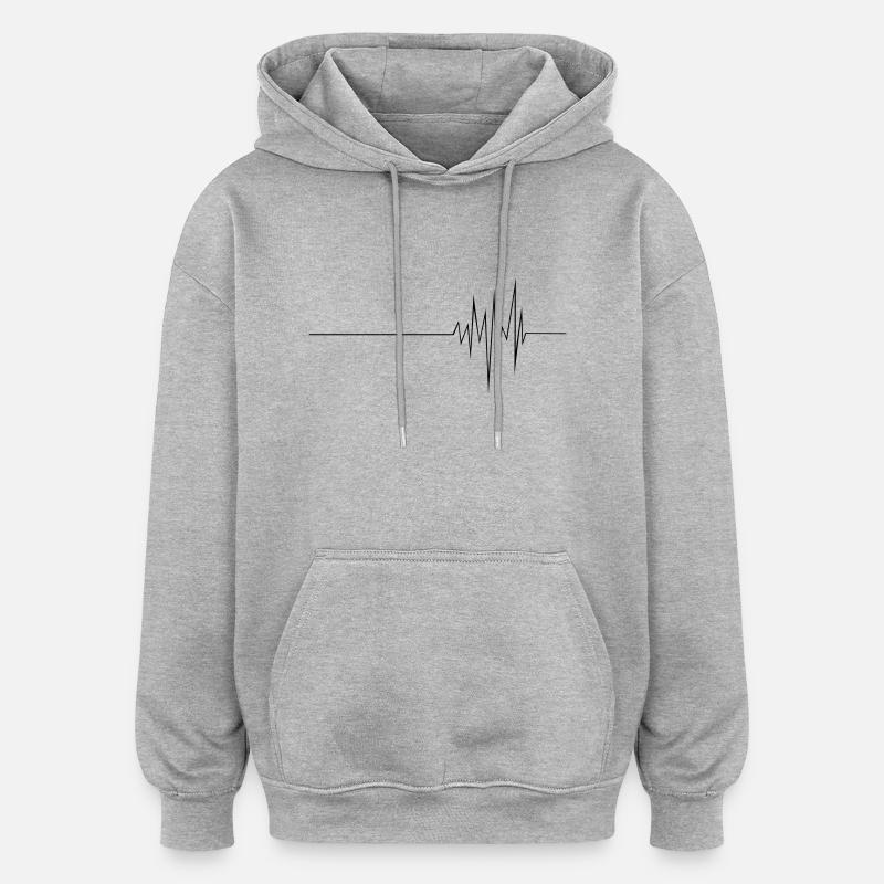ECG (md) - Sweat à capuche oversize unisexe - gris chiné
