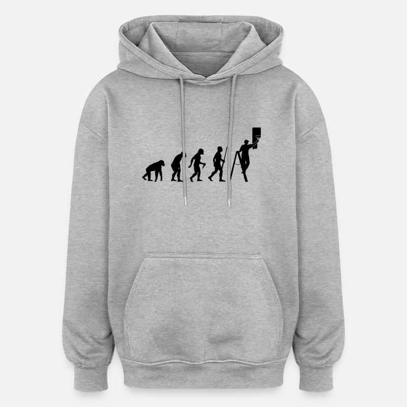 L'évolution des peintres - Sweat à capuche oversize unisexe - gris chiné