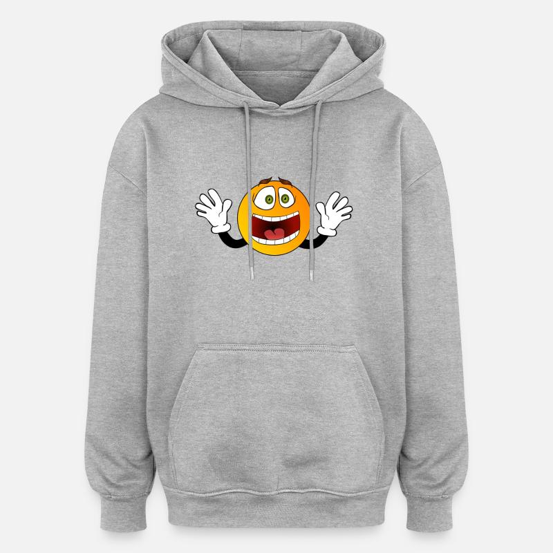 Smilie - Sweat à capuche oversize unisexe - gris chiné