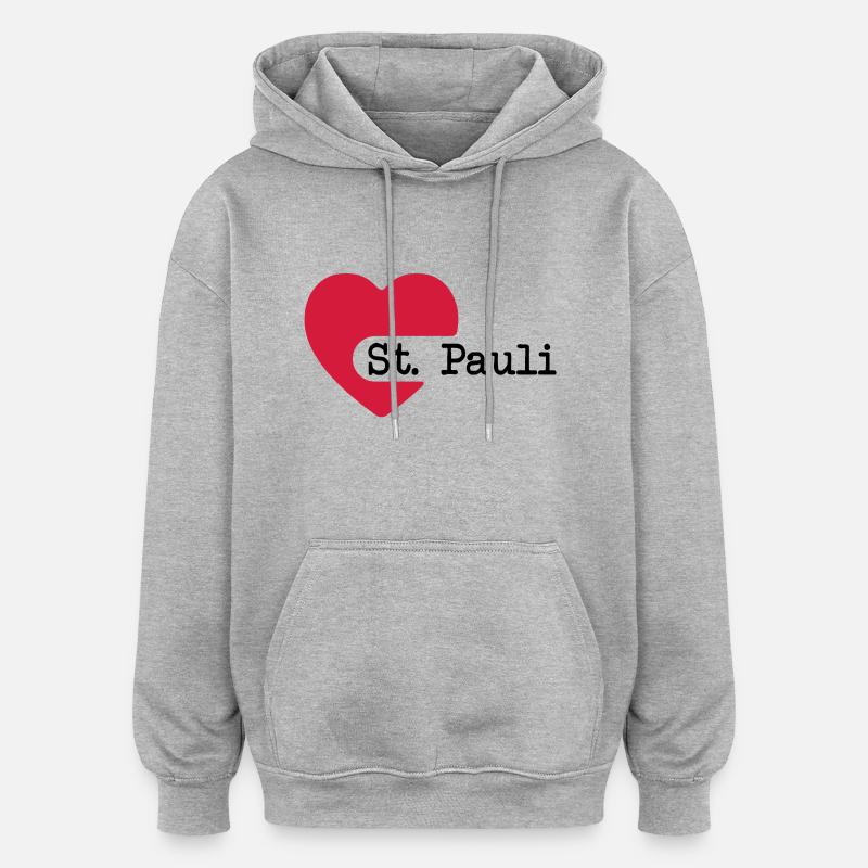 love_st_pauli__f2 - Sweat à capuche oversize unisexe - gris chiné