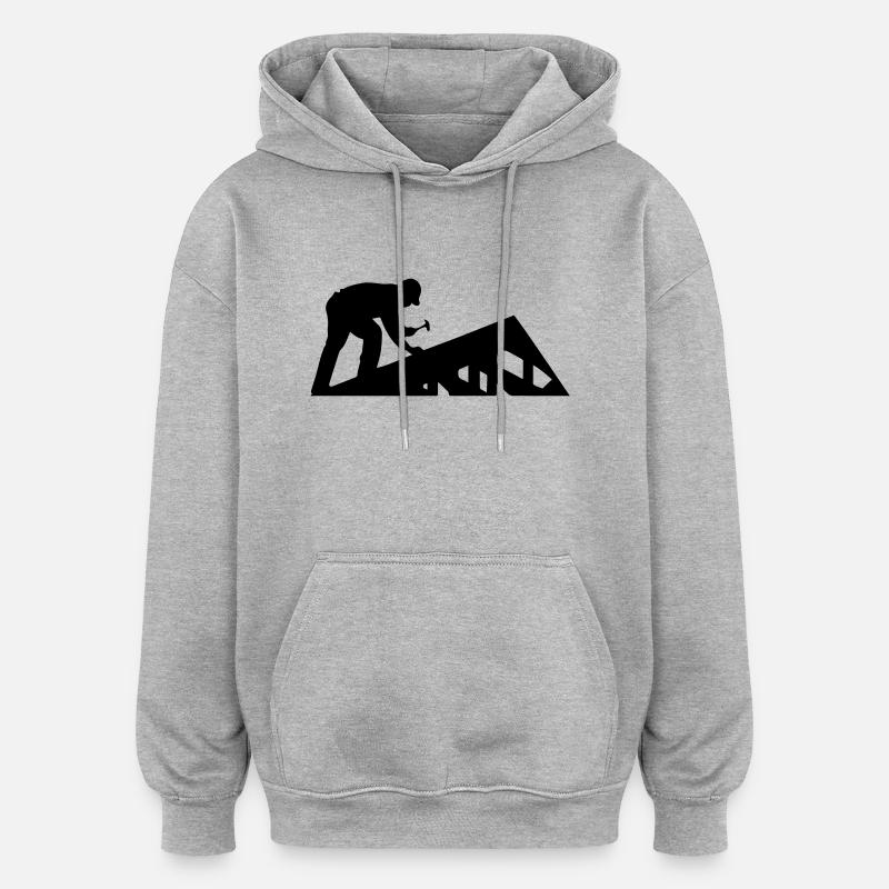 Dachdecker Silhouette - Oversized Unisex Hoodie - Grau meliert