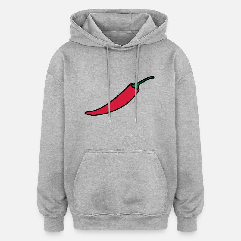 Chilli / piment / piments - Sweat à capuche oversize unisexe - gris chiné