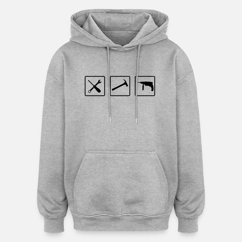 handwerker_1__f1 - Sweat à capuche oversize unisexe - gris chiné