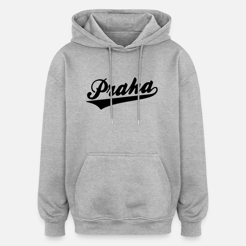 Praha - Sweat à capuche oversize unisexe - gris chiné