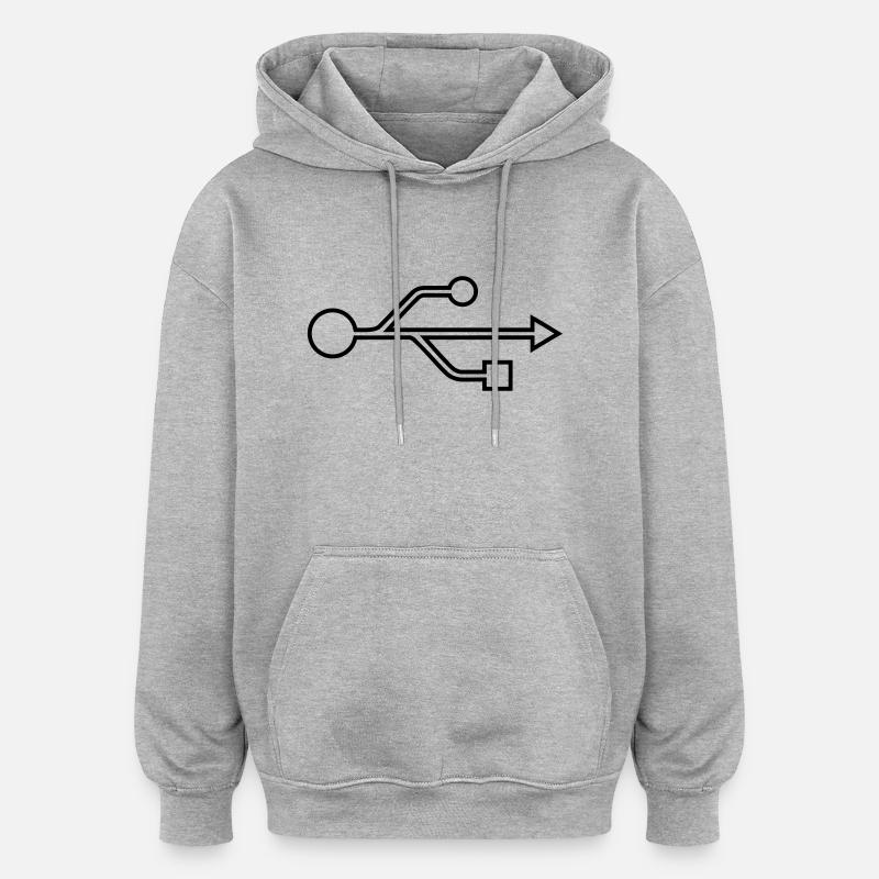 USB - Sweat à capuche oversize unisexe - gris chiné