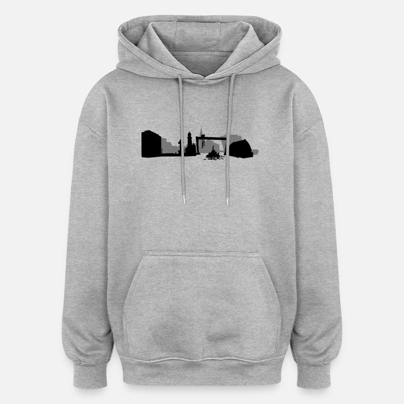 Kiel Skyline - Sweat à capuche oversize unisexe - gris chiné