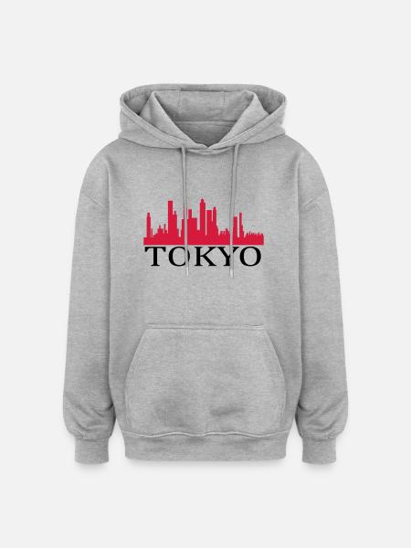 tokyo - Oversized Unisex Hoodie - Grau meliert
