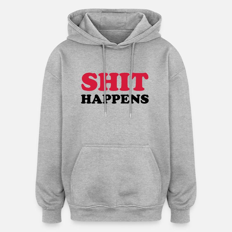 MERDE SE - Sweat à capuche oversize unisexe - gris chiné