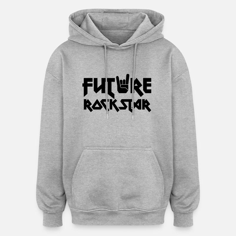 future rock star - Sweat à capuche oversize unisexe - gris chiné