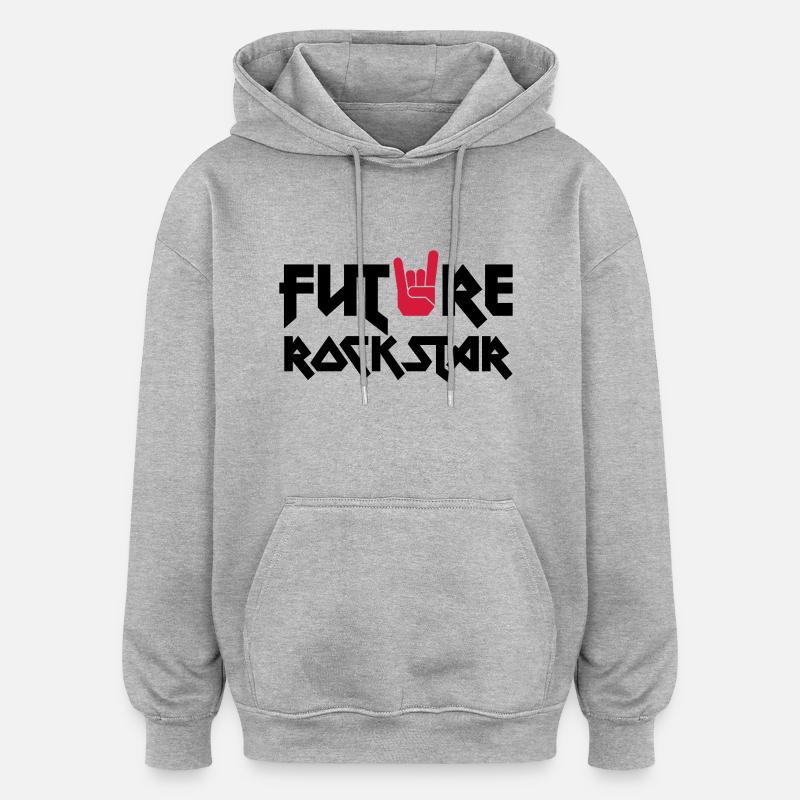future rock star - Sweat à capuche oversize unisexe - gris chiné