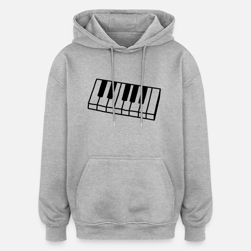 Piano - Clavier - Keyboard - Sweat à capuche oversize unisexe - gris chiné