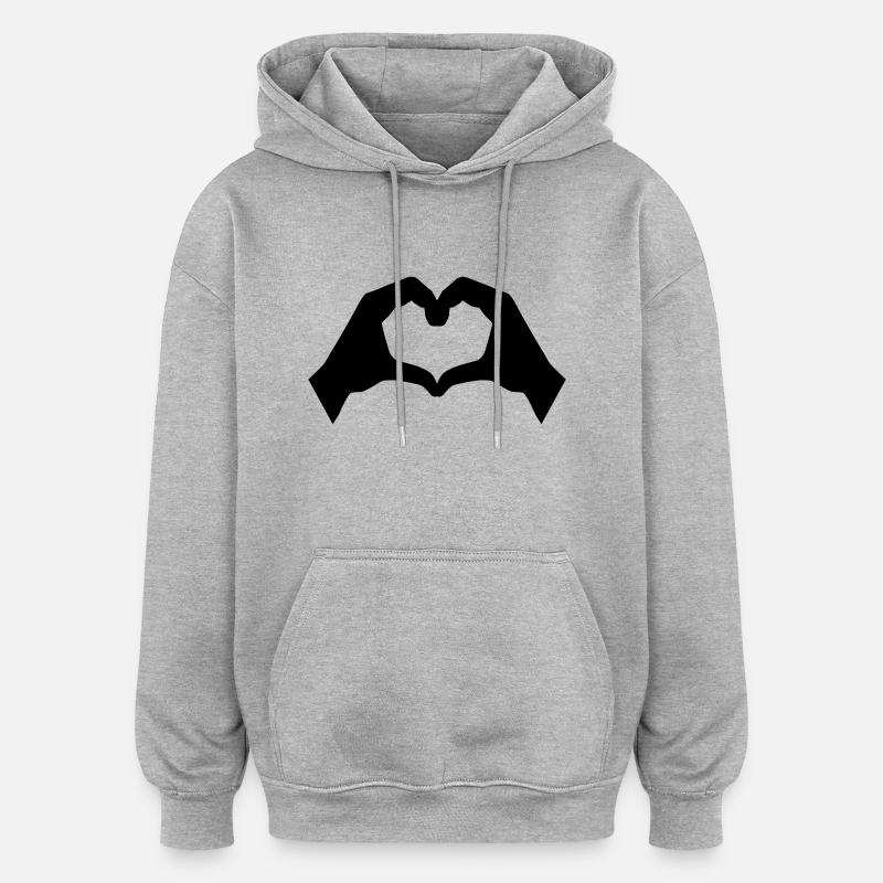 Main - Sweat à capuche oversize unisexe - gris chiné