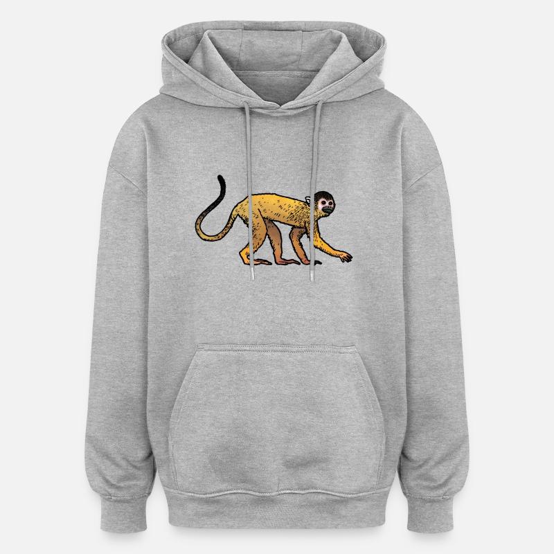 Saimiri 02 - Sweat à capuche oversize unisexe - gris chiné