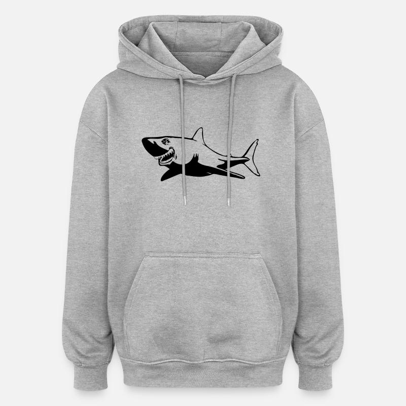 Poisson requin dangereux - Sweat à capuche oversize unisexe - gris chiné