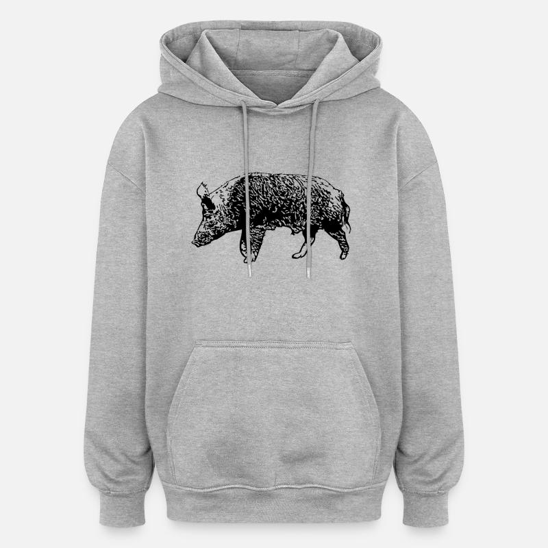 Wild Boar - Sweat à capuche oversize unisexe - gris chiné
