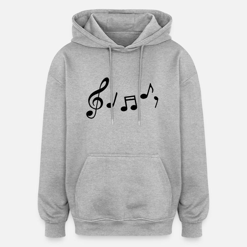 notes de musique - Sweat à capuche oversize unisexe - gris chiné