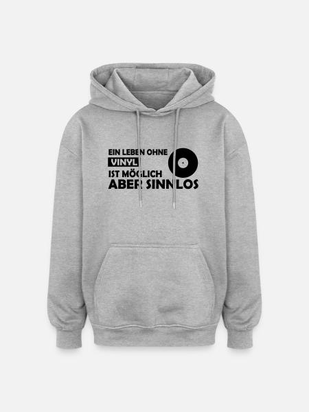 ein leben ohne vinyl - Oversized Unisex Hoodie - Grau meliert