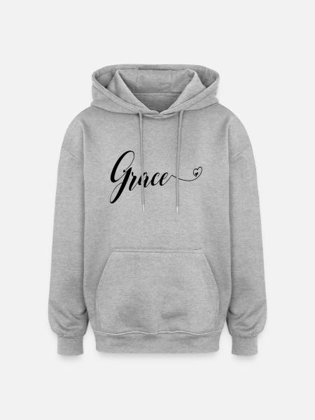 (grace) - Oversized Unisex Hoodie - Grau meliert