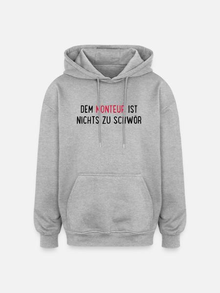 monteur - Oversized Unisex Hoodie - Grau meliert
