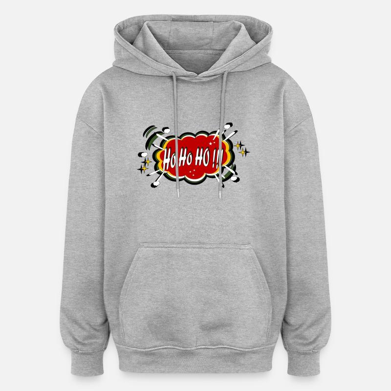 Ho Ho Ho Noël - Sweat à capuche oversize unisexe - gris chiné