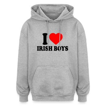 I love irish boys - Oversized Unisex Hoodie - Grau meliert - Vorne - Noah (186cm)
