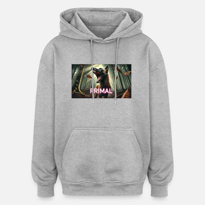 Primalinois² - Sweat à capuche oversize unisexe - gris chiné