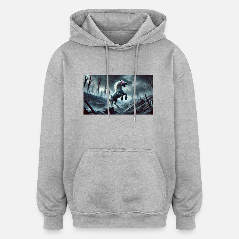 PFERD DER APOKALYPSE - Oversized Unisex Hoodie - Grau meliert