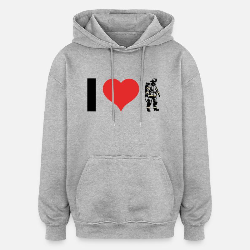 Pompier - Métier Design Sticker - Sweat à capuche oversize unisexe - gris chiné