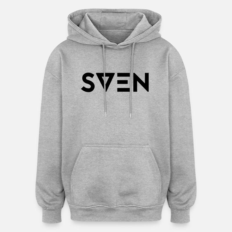 Prénom Sven - Sweat à capuche oversize unisexe - gris chiné