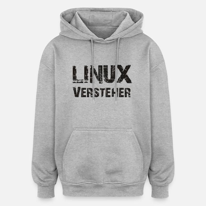 entendeurs linux - Sweat à capuche oversize unisexe - gris chiné