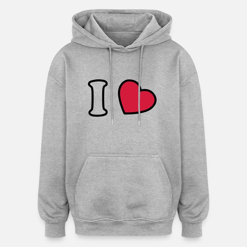 love2 - Sweat à capuche oversize unisexe - gris chiné