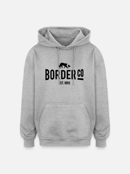 Border Co - Sweat à capuche oversize unisexe - gris chiné