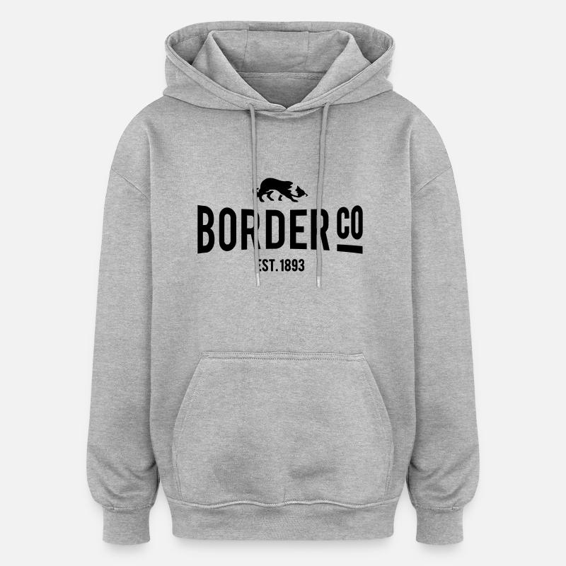 Border Co - Sweat à capuche oversize unisexe - gris chiné