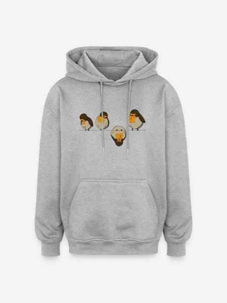 Birds on a wire - Oversized Unisex Hoodie - heather grey