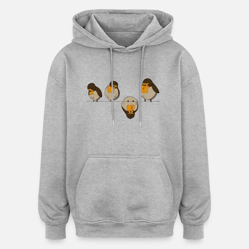 Oiseaux sur un fil - Sweat à capuche oversize unisexe - gris chiné