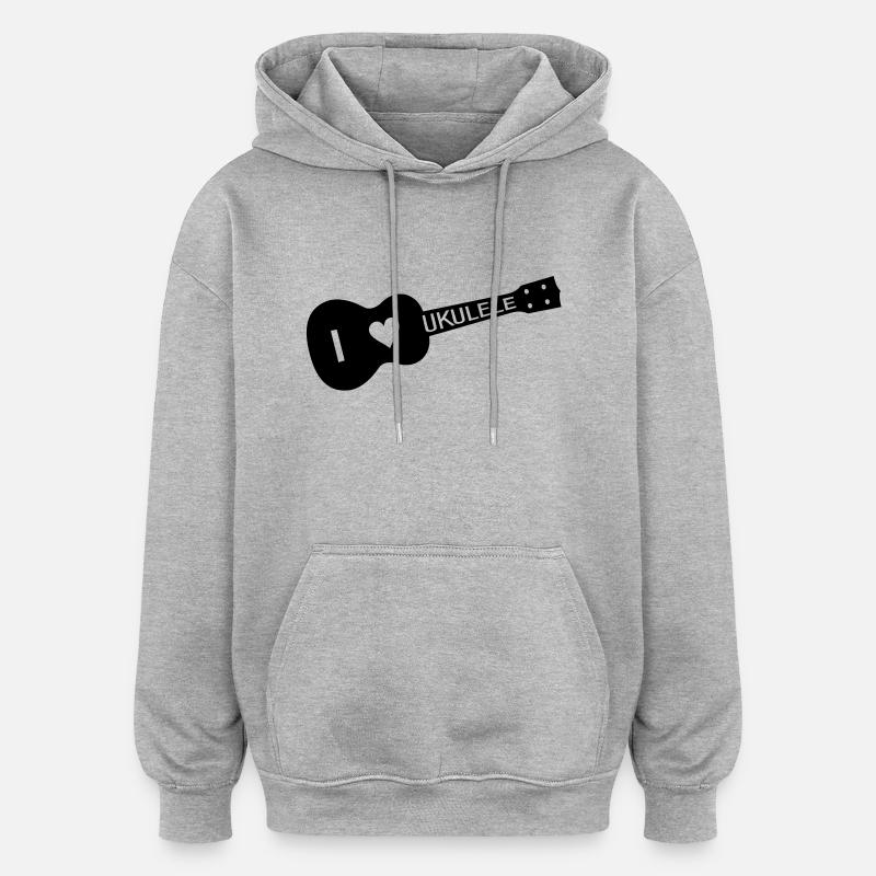 I love UKULELE - Oversized Unisex Hoodie - Grau meliert