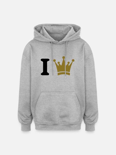 i king - Sweat à capuche oversize unisexe - gris chiné
