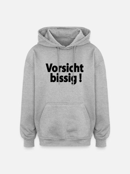 vorsicht_bissig - Oversized Unisex Hoodie - Grau meliert