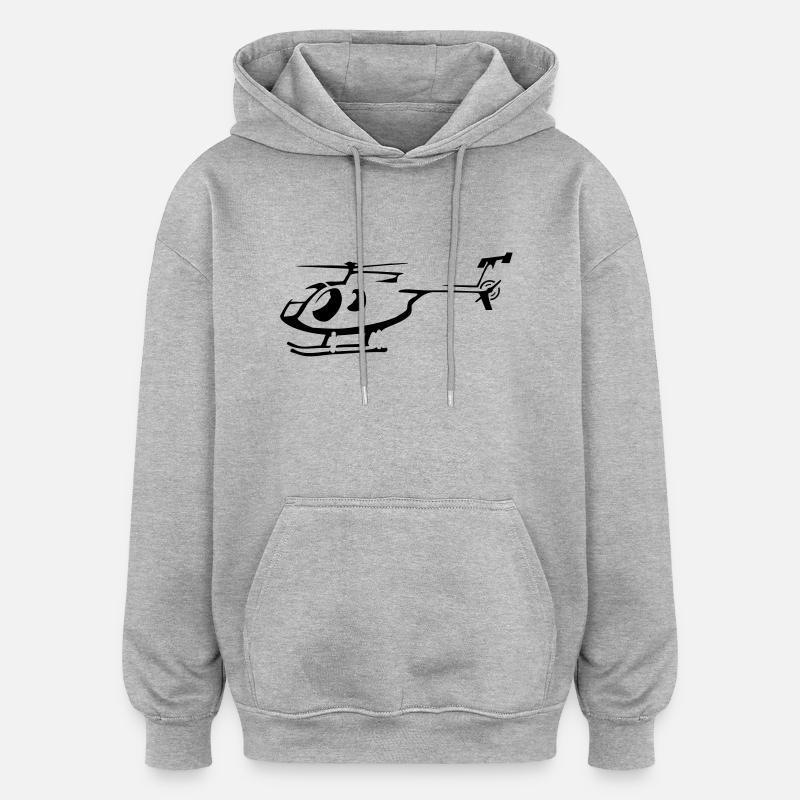 helicopter - Sweat à capuche oversize unisexe - gris chiné