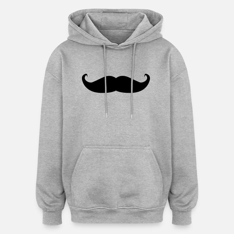 Moustache - Sweat à capuche oversize unisexe - gris chiné