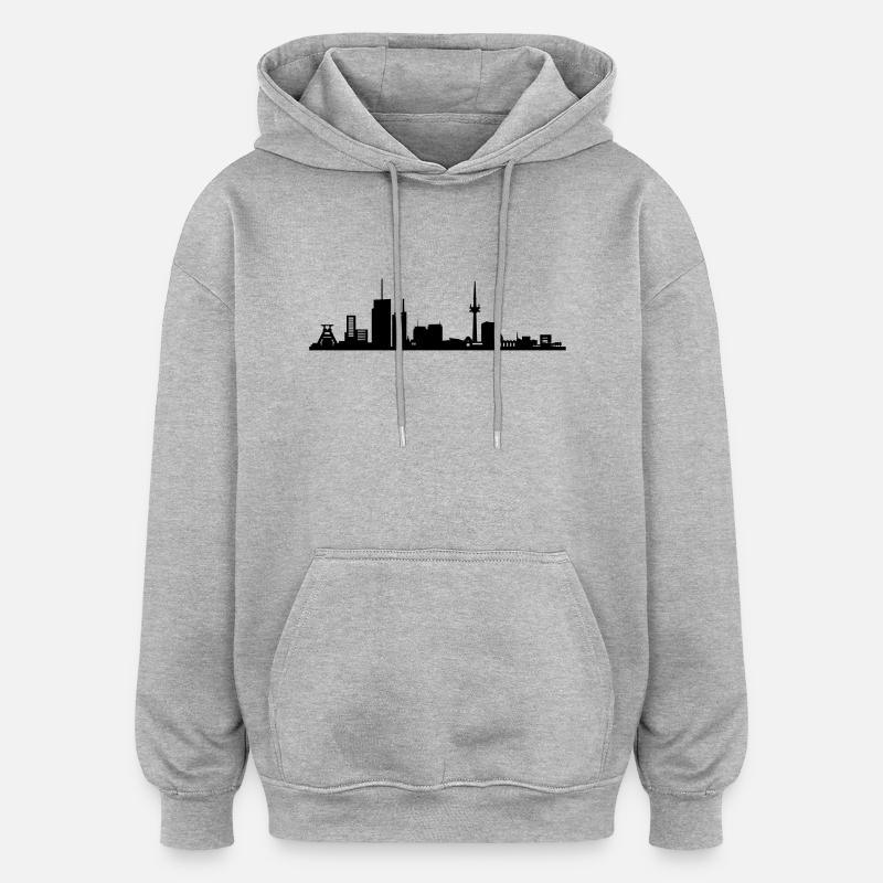 Skyline alimentaire - Sweat à capuche oversize unisexe - gris chiné